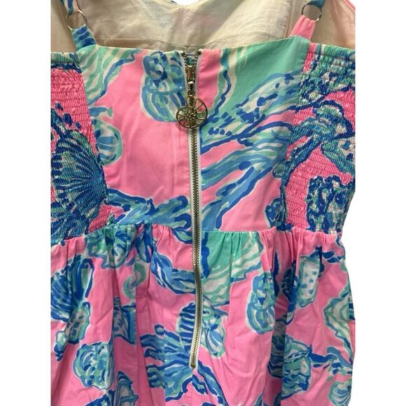 Lilly Pulitzer Ardleigh Seashell Dress XS Pink Blue Shell Print 100% Cotton - Picture 6 of 12